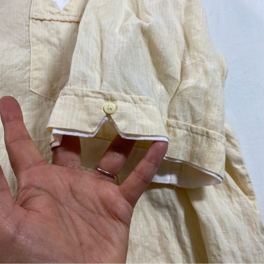 Cubavera Shirt linen Men button down short sleeve Light Tan Summer Beach Natural - Picture 12 of 15